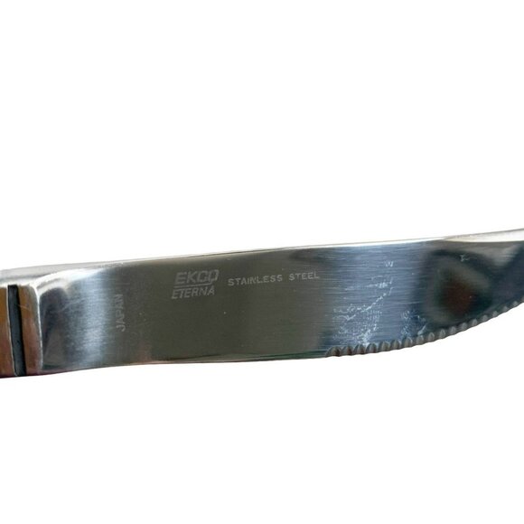 Vintage Ekco Eterna Gemini Dinner Steak Knives Japan MCM Scroll Set of 6 - Picture 3 of 5